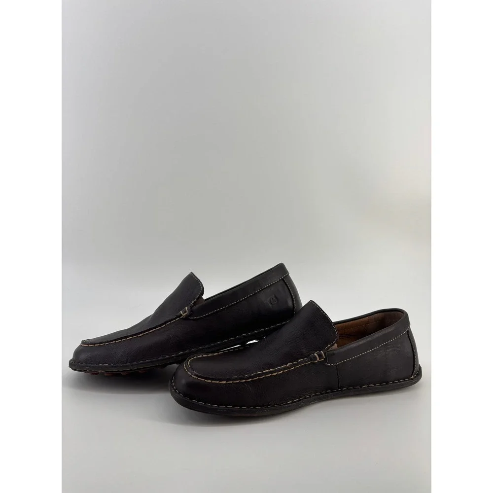 Born Mens Leather Loafers Dark Brown Slip On Driving Shoes Size 11.5 H489-302